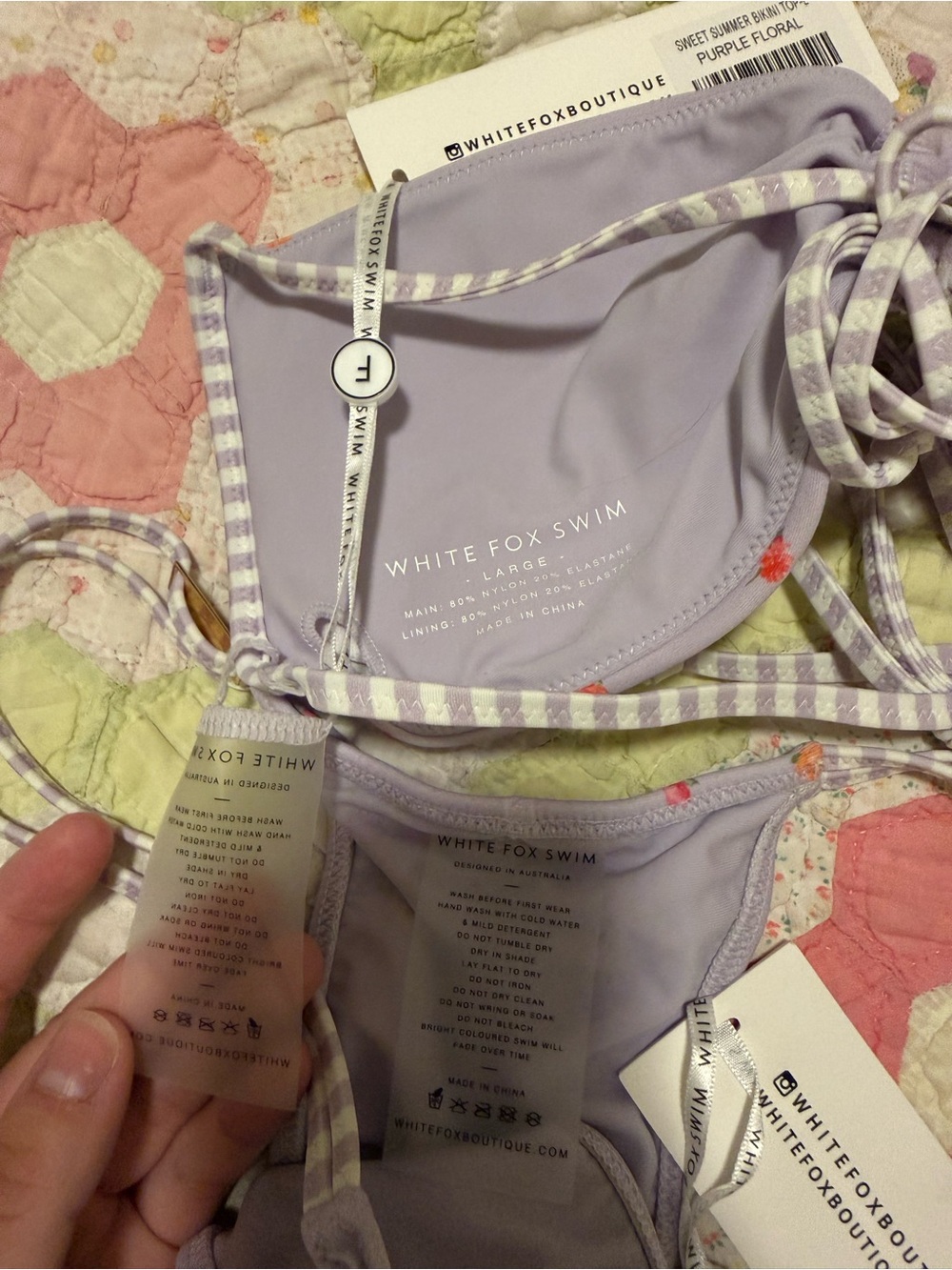 White Fox Boutique Purple Floral Bikini Set NWT - Picture 5 of 5